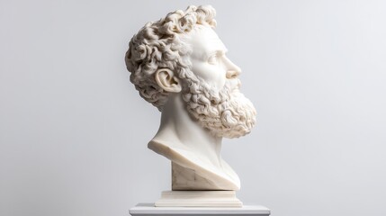 Obraz premium Classical Marble Bust of Man with Beard Side Profile View