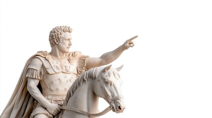 Obraz premium Marble Statue of a Roman Emperor on Horseback Pointing Forward