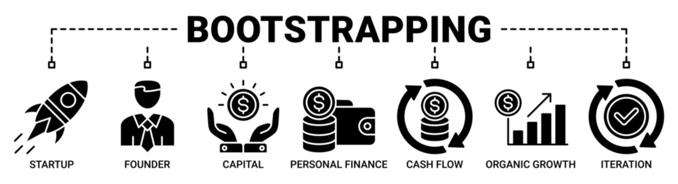 Bootstrapping banner web icon vector illustration concept with icon solid black color symbol background.