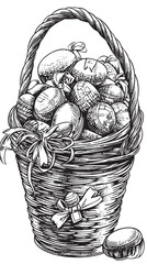 Festive illustration featuring a bounty of Easter sweets and chocolates