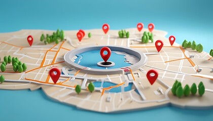 map pointer isolated on background, Location, Travel navigation GPS concept. 3d render