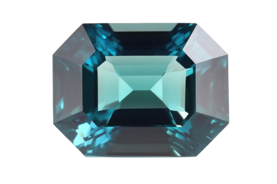 Rectangular gemstone with octagon corners isolated on a transparent background for jewelry - Powered by Adobe