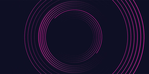 Dark abstract background with glowing circles. Swirl circular lines element. Shiny lines. Futuristic technology concept.