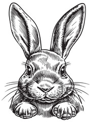 Chocolate bunny with engraved details, vintage Easter EPS