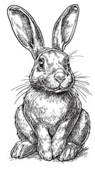 Delicate engraving-style Easter bunny design in a vintage EPS format