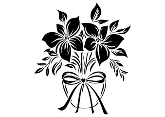 Art Nouveau basket flowers Graphic Accents, vector illustration, vintage elements	
