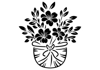 Art Nouveau basket flowers Graphic Accents, vector illustration, vintage elements	
