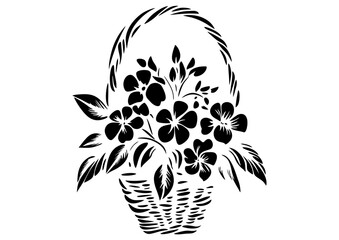 Art Nouveau basket flowers Graphic Accents, vector illustration, vintage elements	
