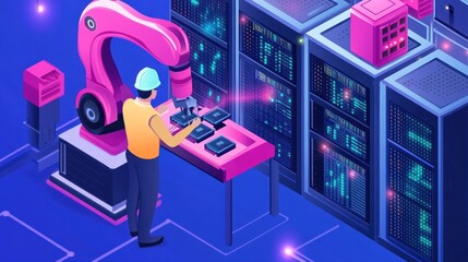 Robotic Worker Assembling Computer Processors in a Data Center