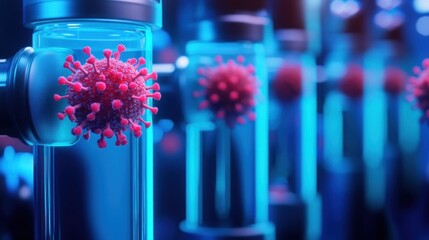 Coronavirus samples in laboratory glass tubes