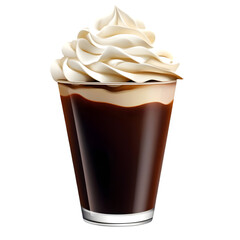 A delicious chocolate dessert drink topped with creamy whipped cream, perfect for satisfying sweet cravings on any occasion.