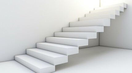 Modern, minimalist stairway in a bright, empty room