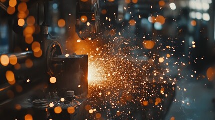Industrial Metal Cutting Sparks Flying Everywhere