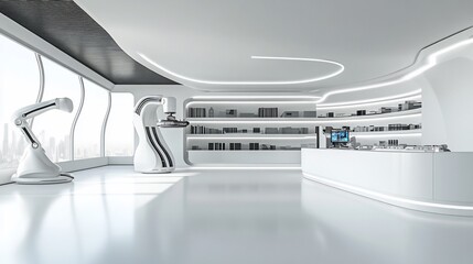 Futuristic Retail Store Design: Automated White Interior