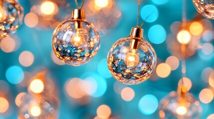 Christmas Ornament Baubles with Bokeh, a Teal and Orange Aesthetic, Festive Holiday Lights