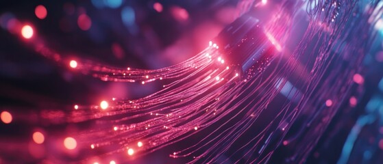 Obraz premium Fiber Optics Network: A Futuristic Digital Landscape