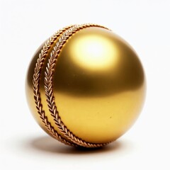 Golden cricket ball against a white background