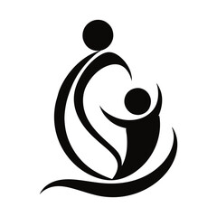 Black silhouette vector illustration of a sport competition featuring a man and woman, a family icon design