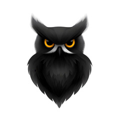 Fototapeta premium A striking illustration of a black owl with intense yellow eyes. Perfect for various creative projects, this design embodies mystery and wisdom.