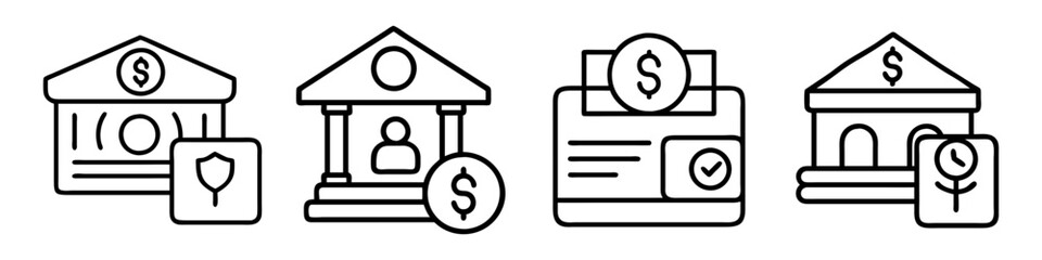 credit union icon, credit union line art - simple line art of credit union, perfect for credit union logos and icons