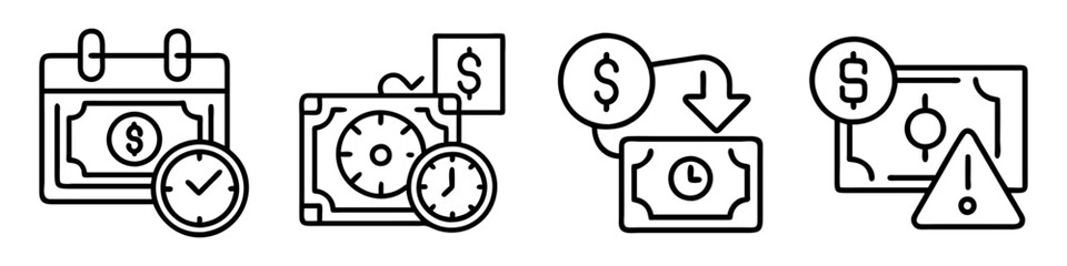 overdue payment icon, overdue payment line art - simple line art of overdue payment, perfect for overdue payment logos and icons