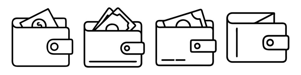 wallet icon, wallet line art - simple line art of wallet, perfect for wallet logos and icons