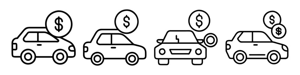 auto loan icon, auto loan line art - simple line art of auto loan, perfect for auto loan logos and icons
