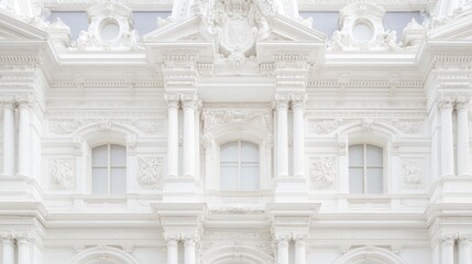 Obraz premium Ornate white building facade; architectural detail; historical design; photo opportunity