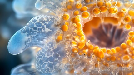 Intricate details of coral reef organism under a microscope
