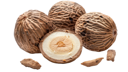 Exotic Areca Nut: A captivating arrangement of areca nuts, showcasing the intricate textures and natural patterns, evoking a sense of organic beauty and culinary intrigue.