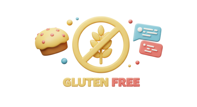 Isolated Gluten Free Symbol with Muffin and Speech Bubbles