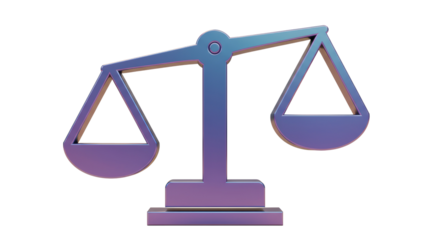 Isolated Scales of Justice in Blue and Purple