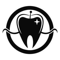 Healthy tooth with ripe apple fruit is a vegetarian diet icon