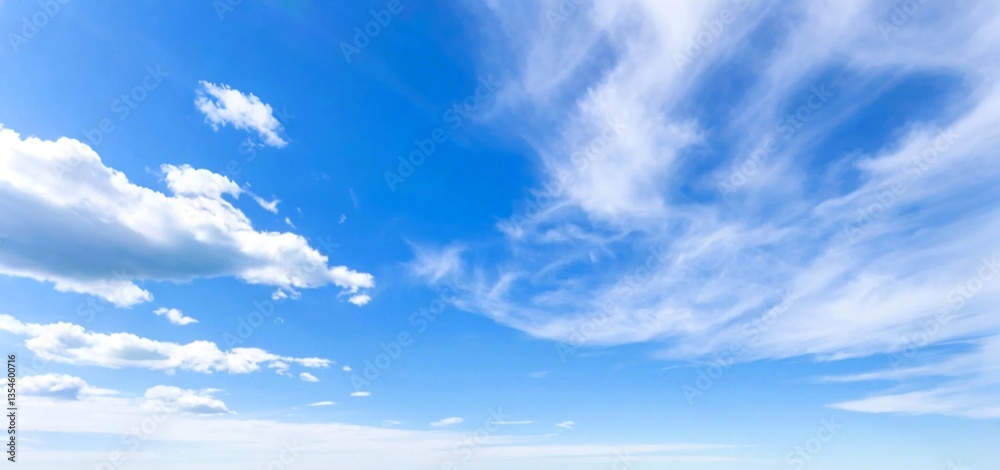 Wall mural cloud shadows in the sky. in the deep blue sky, clouds of various shapes float lightly. some are lik