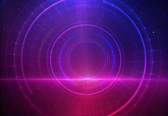 Abstract Purple Pink Neon Circles Technology Background