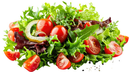 Vibrant Salad: A colorful and appetizing salad, featuring fresh tomatoes, crisp lettuce, and vibrant cucumbers, evoking health and freshness
