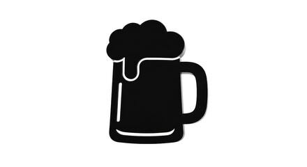 Isolated Black Beer Mug with Frothy Head