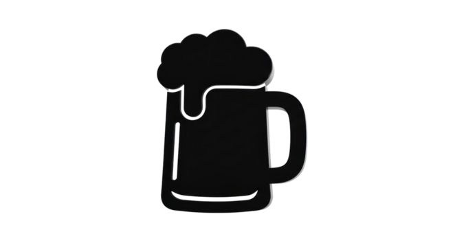 Isolated Black Beer Mug with Frothy Head
