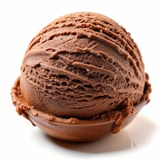 chocolate ice cream scoop isolated on white background