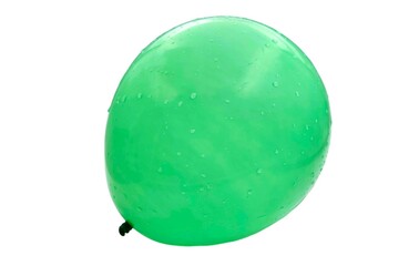 Photo of a green inflated balloon, isolated on white background.
