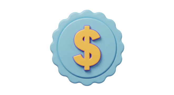 Isolated Light Blue Badge with Dollar Sign