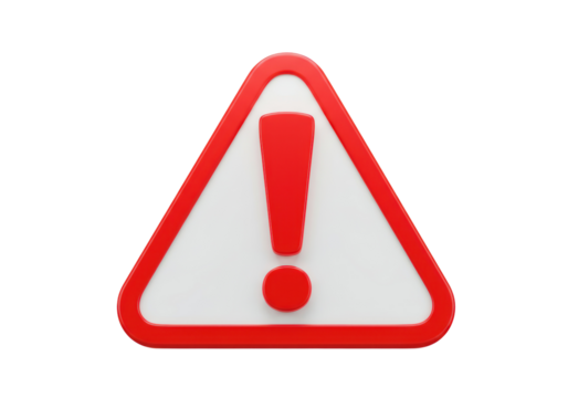 Isolated Red and White Warning Sign with Exclamation Point, Denoting High Priority Alert