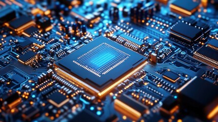 Obraz premium Central Processing Unit on Circuit Board Displaying Technology
