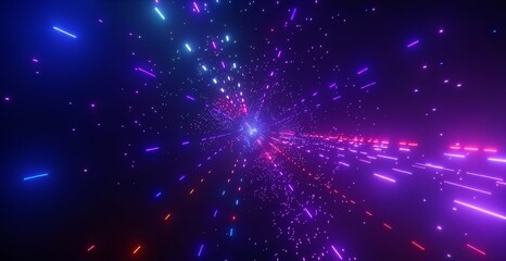 Fototapeta premium Abstract Neon Lights Glowing Trails Energy Burst Purple Pink Blue