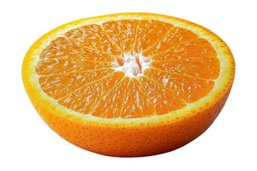 orange slice - juicy citrus fruit half isolated on black