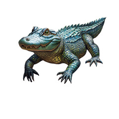 Obraz premium Magnificent Alligator Resting Near Riverbank Isolated on Transparent Background