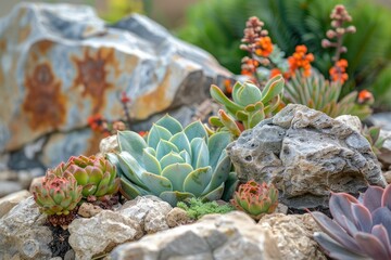 Ultra Quality Picture of Succulent Plants in Rock Garden Landscape Design