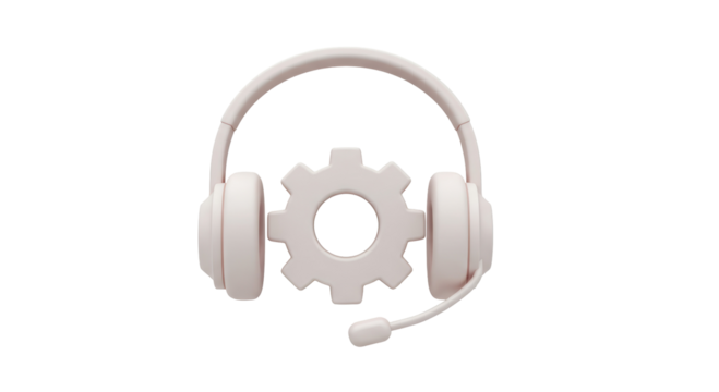 Isolated Headset with Gearwheel Icon
