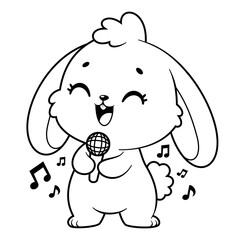 Bunny wants to be a singer, for coloring
