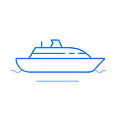 Outline of a yacht floating on calm water  
